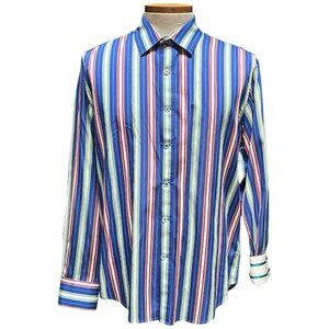 Robert Graham Colorful Striped Men's Long Sleeve Button Down Shirt Size XL
